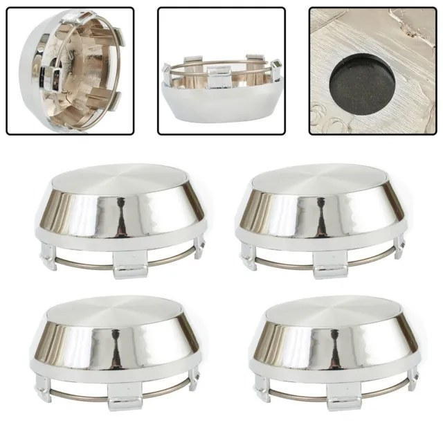✅4* -For-Wheel Center Cap Universal Rim Chrome Hub Cap 60mm No Logo Silver Base✅