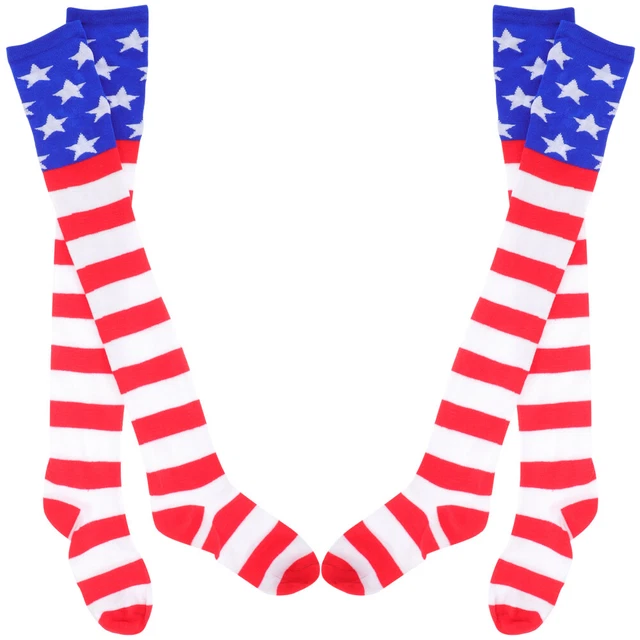 2 Pairs striped stars high knee socks Cosplay Cuisse Haute Chaussettes Chaussett