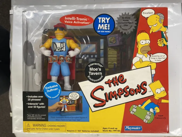 The Simpsons Moe's Bar Duffman Action Figure - 199185 Works Playmates 2002 Toy