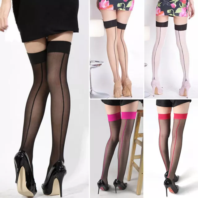 Womens Sexy Thigh High Back Line Lace Sheer Stockings Pantyhose Tights One Size