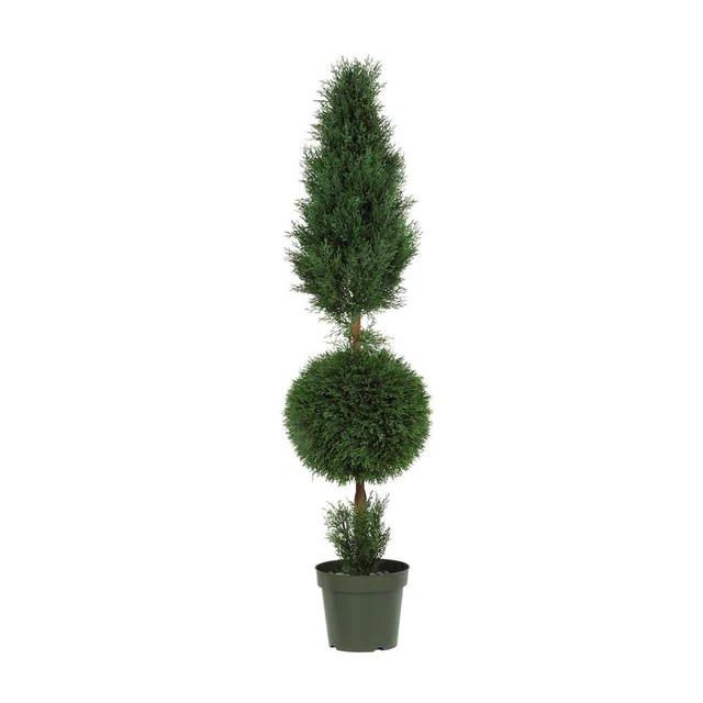 Nearly Natural 5' Cypress Ball And Cone Silk Tree - Green
