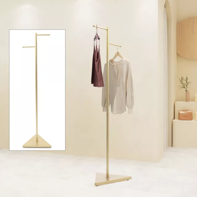 Industrial Tree Simple Design Gold Coat Rack w/ 2 Hooks&Triangular base f/ Hall