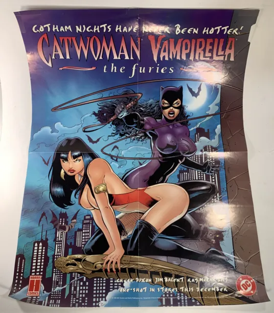 Catwoman Vampirella The Furies DC 1996 Vintage Poster 17x22” Harris