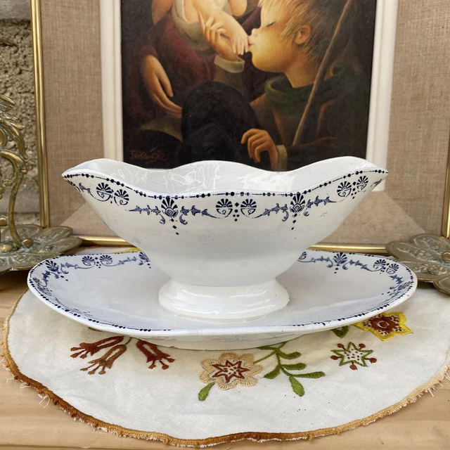 FAÏENCE DE GIEN Saucière ancienne modèle Etrusque EUR 16,00 - PicClick FR