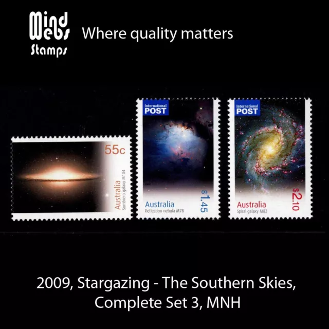 Australian Decimal Stamps 2009 Stargazing the Southern Skies, Complete Set 3 MNH