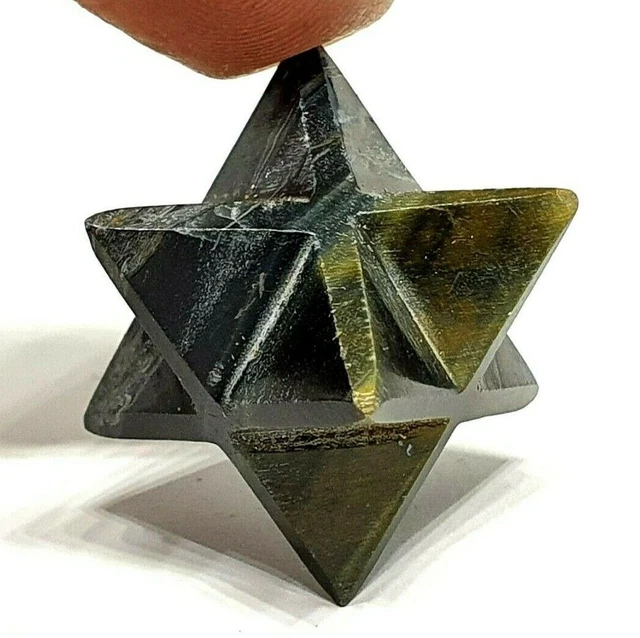 Blue Tigers Eye Merkaba Star Aids Depression Energy Chargé Naturel Sculpté