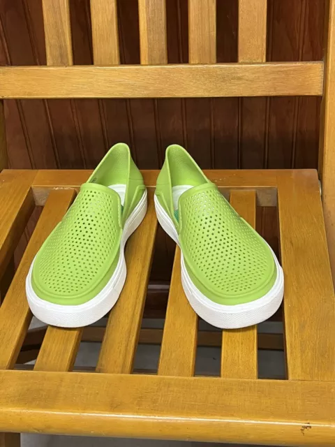 Crocs Citilane Roka Lime Green Vented Slip Ons Kids Size 1 Sneakers