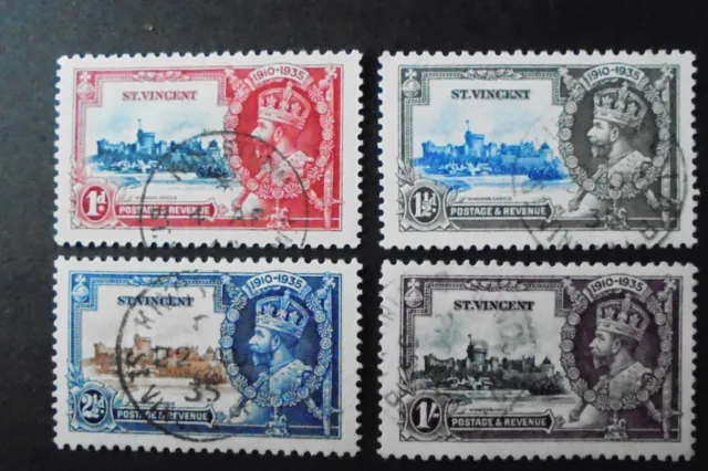 St Vincent 1935 KGV Silver Jubilee stamps  set of 4 , used , U.K. only.