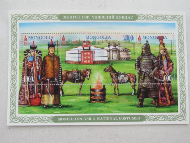 Mint Mongolian Ger & National Costumes 2016 Stamp Block Sheet