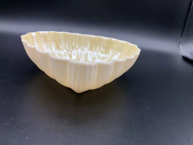 Vintage 5th Mark Belleek Ireland Scalloped Edge Heart Shaped Bowl, 6" x 6 1/4" 2