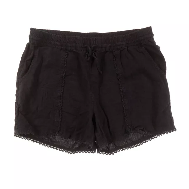 Caslon Black Linen Shorts Womens Medium M Pull On Crochet Hem