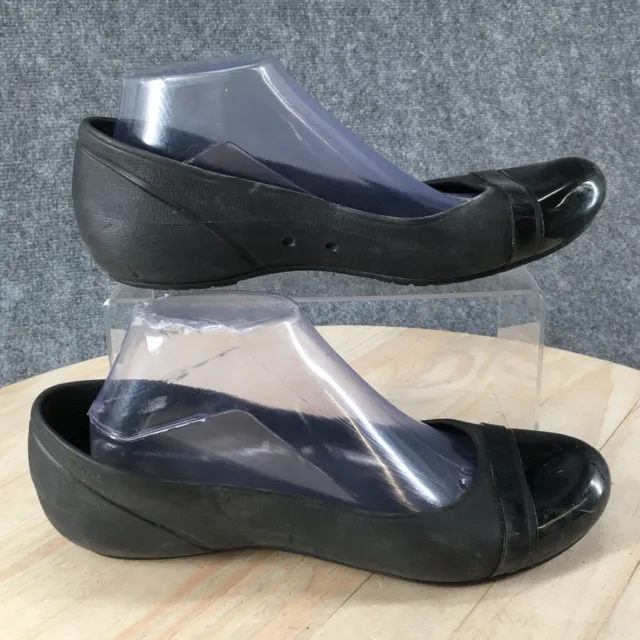 Crocs Shoes Womens 9 Cap Toe Slip On Ballet Flats Black Rubber Casual Comfort