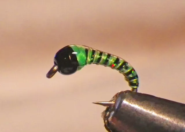 Zebra Midge-Tungsten Epoxy Olive Holo Dark Olive #18-Fly Fishing Flies-Wet