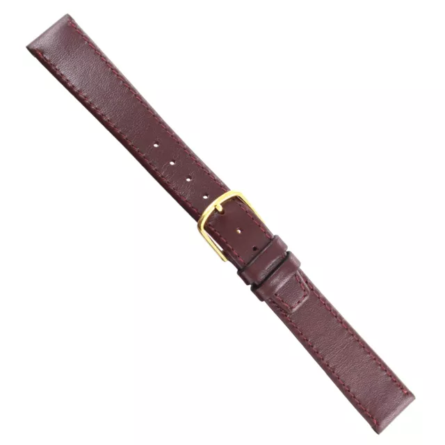 16mm Hadley Roma Burgundy Flat Soft Stitched Genuine Leather Watch Band Reg