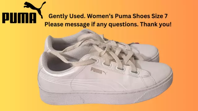 Womens Puma Size 7 Shoes White - Gently Worn See Pictures