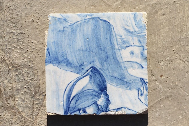 18th Century Blue and White Portuguese Tile depicting a Gentleman wearing a Hat
