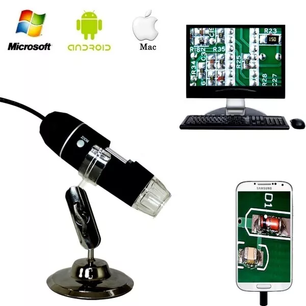 Microscopio Usb Digitale 40x 1000x Pc Notebook Foto Video 8 Led 2.0 Mpx Staffa