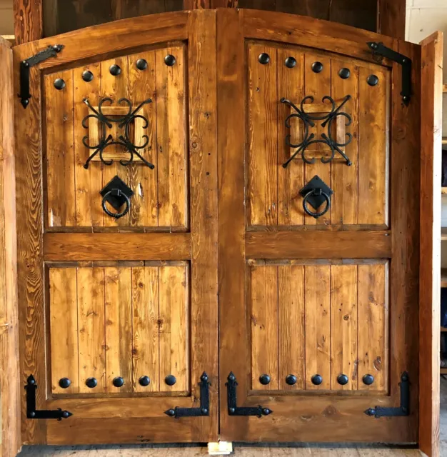 Rustic reclaimed lumber arched door solid wood story book castle winery hardware 2