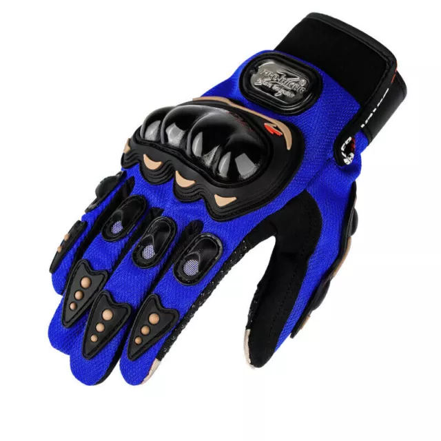 Adult Motorcycle Armoured Knuckle Bike Gloves Motocross Pro Biker XL Blue