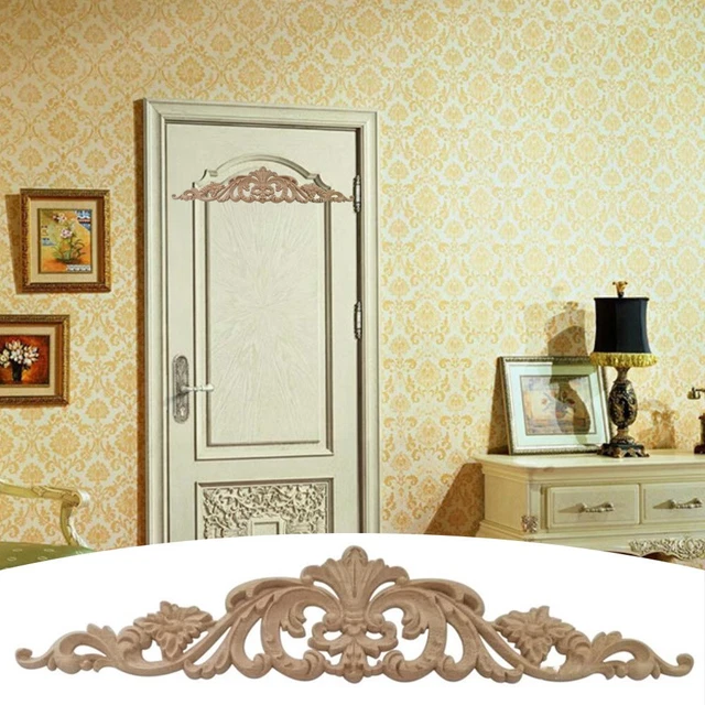Applique d'angle en bois sculpté onlay vintage meubles non peints décalcomanie