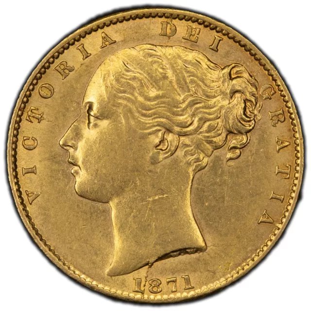 1871 Die #27 Great Britain Sovereign Gold Coin