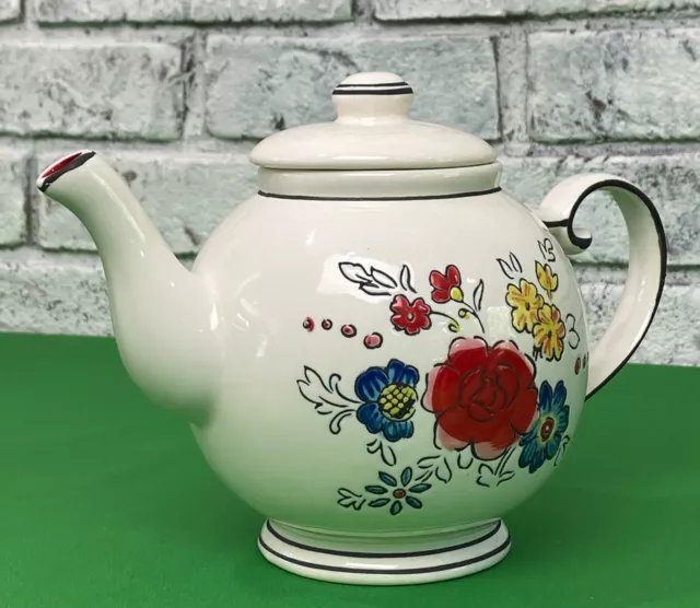 Molly Hatch Hand Painted Floral Design Ceramic Tea Pot - Art Pottery Tea Pot