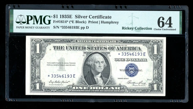 DBR 1935-E Silver STAR Fr. 1614* PMG 64 Serial *33546193E
