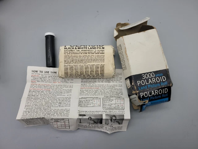 Rollo de película vintage Polaroid para cámara terrestre blanco y negro 3000 velocidades tipo 47