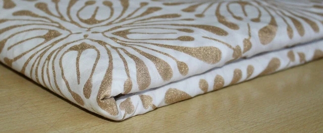 Indien Course Coton or Blanc Main Bloc Par Yard Imprimé Floral Artisanat Tissu