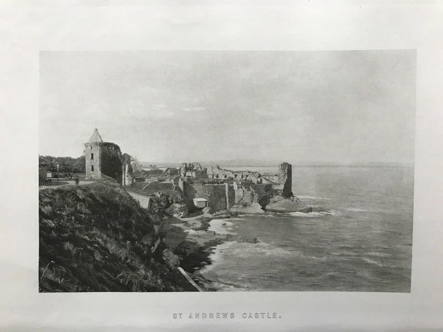 1895 Antique Print; St Andrews Castle, Fife, Scotland