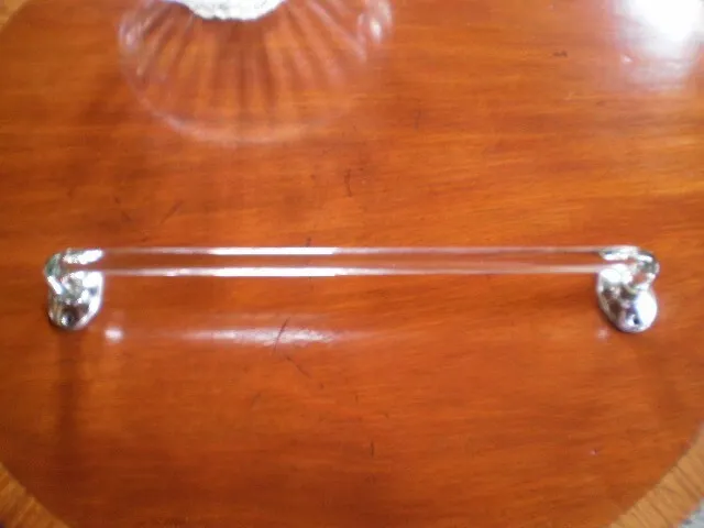 vintage Kimble Bent Curved Clear Glass 19" Towel Bar