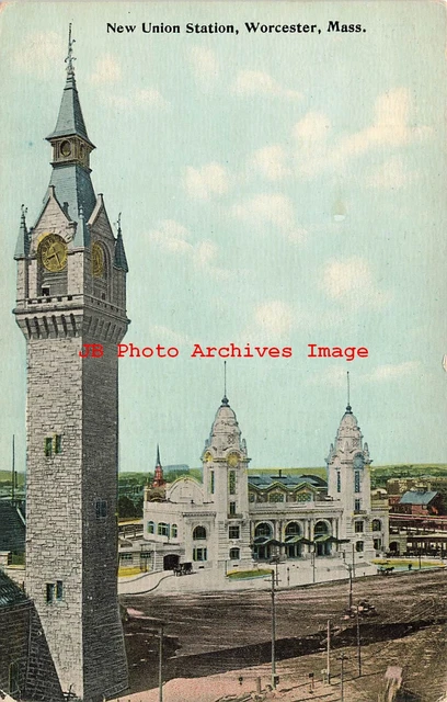 MA, Worcester, Massachusetts, Union Railroad Station, Rawson Post Card Pub