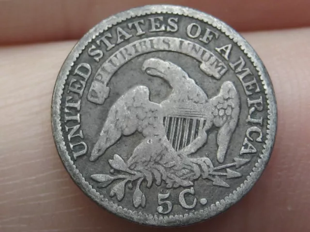 1829-1837 Silver Capped Bust Half Dime, Fine Reverse Details, Large 5C