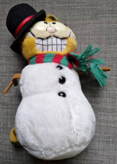 Snowman Garfield plush soft toy (1981) with hat and scarf