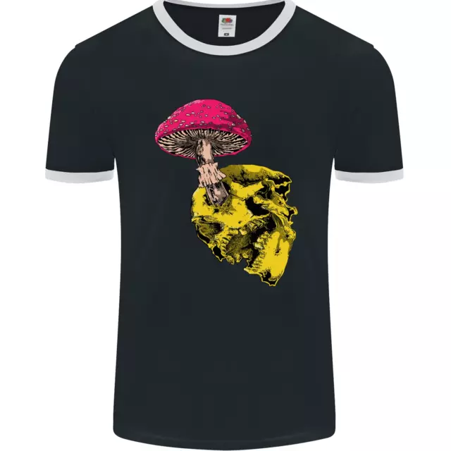 Mushroom Skull Toadstool Magic Gothic Mens Ringer T-Shirt FotL