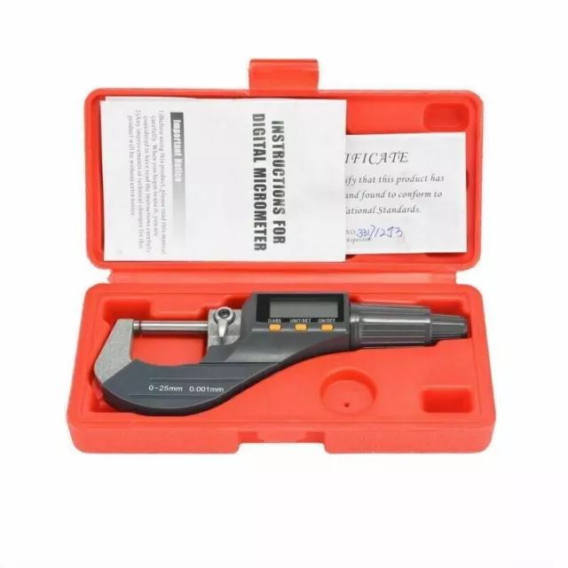 LCD Professional 0-25mm Digital Electronic Micrometer Outside 0-1"/0.00005"