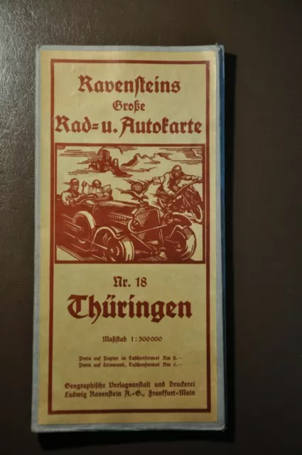 Ravensteins Große Rad- u. Autokarte Nr. 18 Thüringen, um 1927; 1:300 000, top