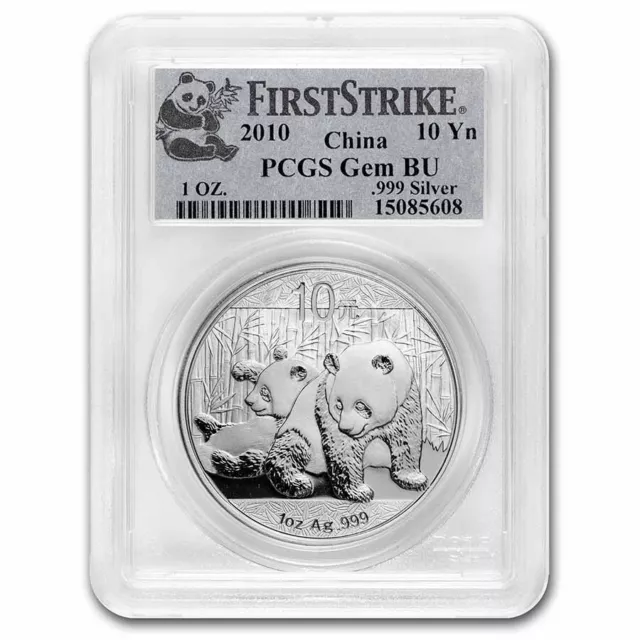 China 1 oz Silver Panda Gem BU PCGS FirstStrike® (Random Year)