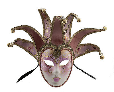Mask from Venice Volto Jolly Pink And Golden 7 Spikes for Prom Costume 653 V79