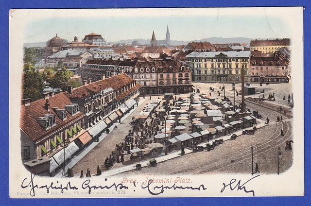 AK Österreich Graz Jakomini-Platz 1902 gelaufen nach Iglau