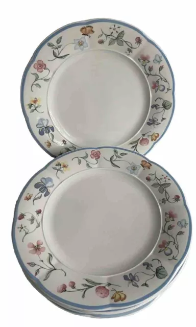 Villeroy & Boch Mariposa Dinner Plate Set Of 7 Plates 10.2” 1748 Bone China