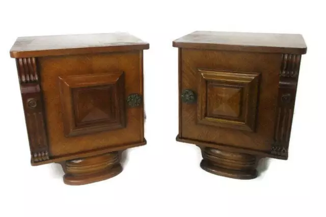 Pair Couple Antique  Nightstands End tables Dresser 20s 30s Vanity Cabinets Funk