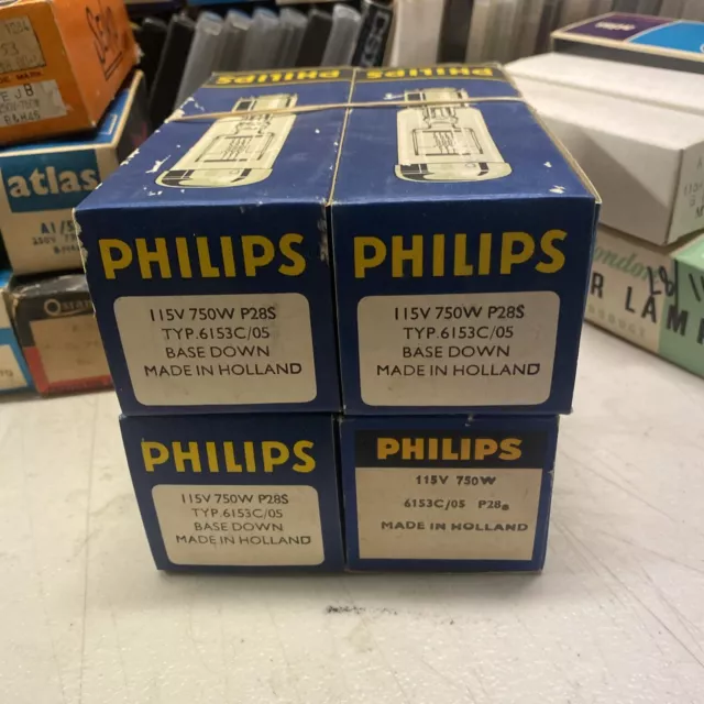 Philips Vintage Projector Bulb -115V 750W 6153C/05 P28s Base Down New Old Stock