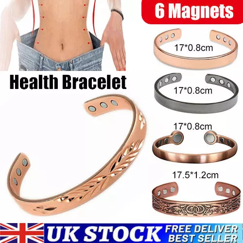 Ladies Copper Magnetic Bracelet Carpal Tunnel Bangle Arthritis Pain Relief Uk