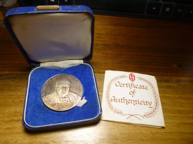 1974 Classic "Winston Churchill Centenary" Silver Medal Gregory & Co. Box w/Coa