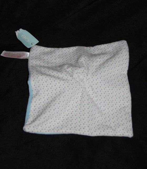 Doudou plat lapin bleu blanc gris  OBAIBI  OKAIDI étoiles grise  100% NEUF 2