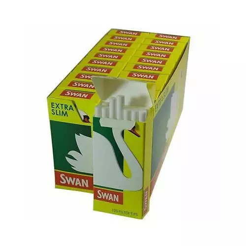 SWAN Extra Slim Filter Tips, Pre Cut Cigarette Rolling filter tips - 120 per Box