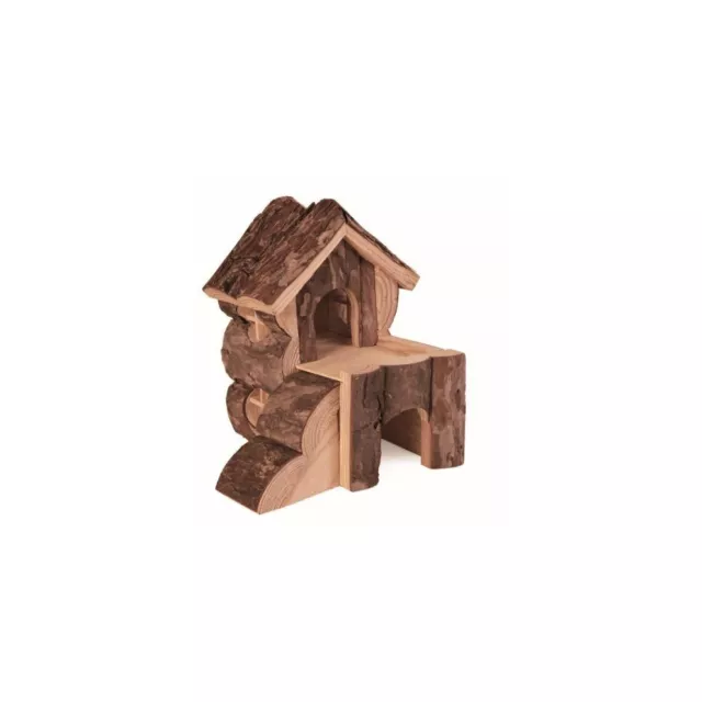 Casa de conejillos de indias Trixie de dos pisos grande hámster con rampas de madera natural 3