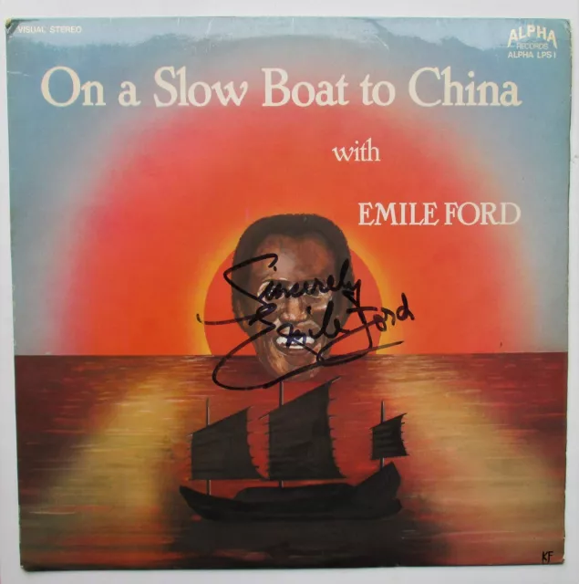 Emile Ford - LP - Auf einem langsamen Boot nach China - 1976 - signiert mit c/w Foto - Sehr guter Zustand + / Sehr guter Zustand +