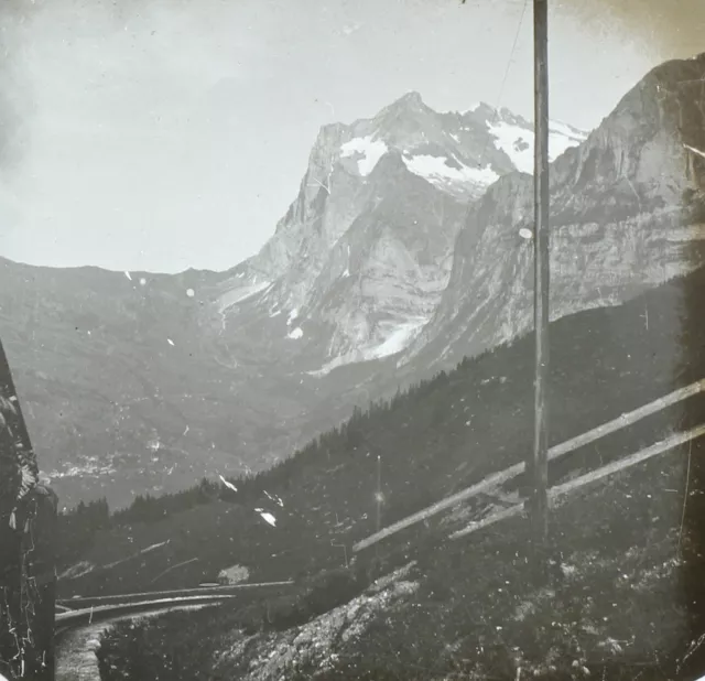 Montagne Sommet c1920 Photo Stereo Plaque de verre Vintage V36L10n 